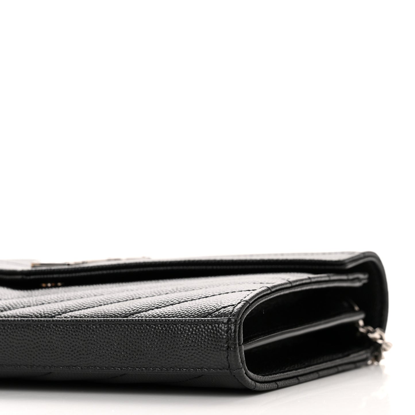 Grain De Poudre Matelasse Chevron Monogram Chain Wallet Black
