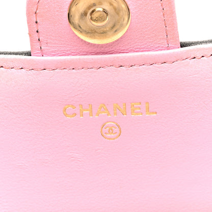 Chanel Lambskin Quilted Flap Phone Holder With Chain Black Lilac 6 of 10