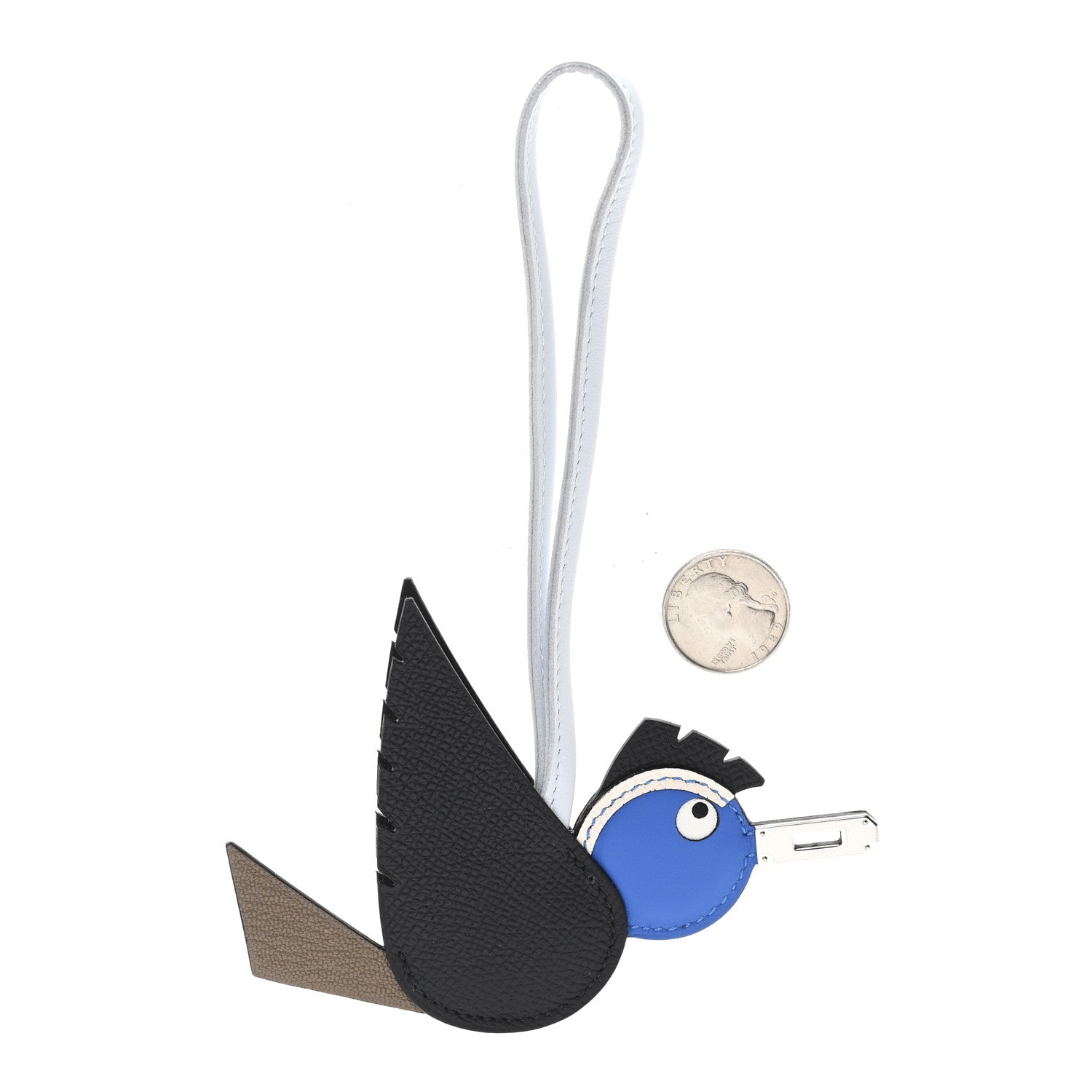 Hermes Epsom Swift Chevre Mysore Birdy Bag Charm Black Etoupe Bleu Hydra Bleu Brume 2 of 5