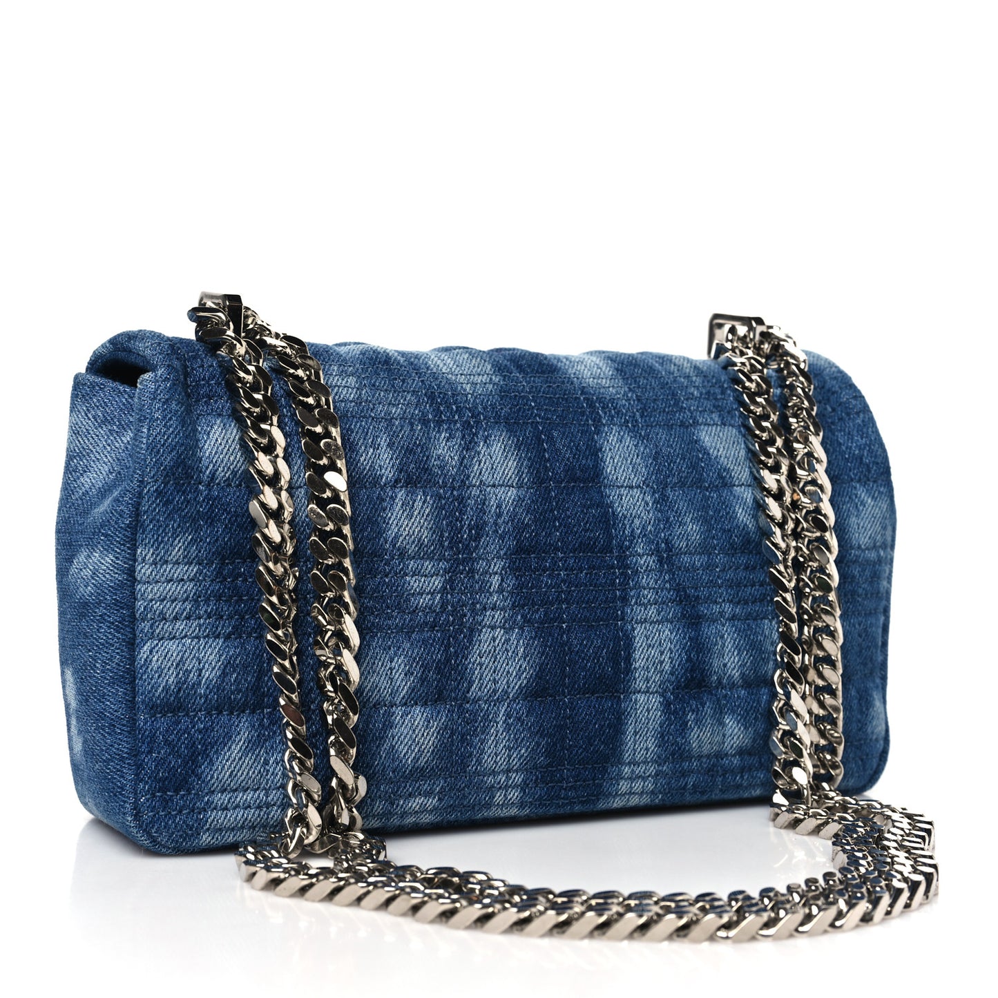 Denim Quilted Small Lola Bag Blue