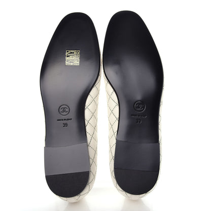 Chanel Calfskin Stitched CC Loafers 39 Ivory 6 of 11