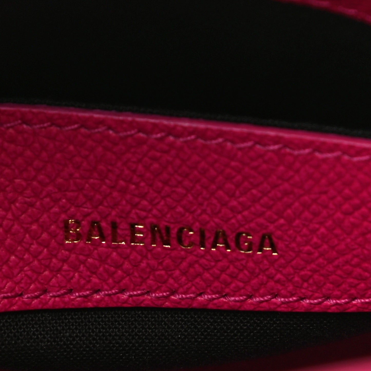 Signature Grained Calfskin Logo XXS Ville Top Handle Bag Fuchsia