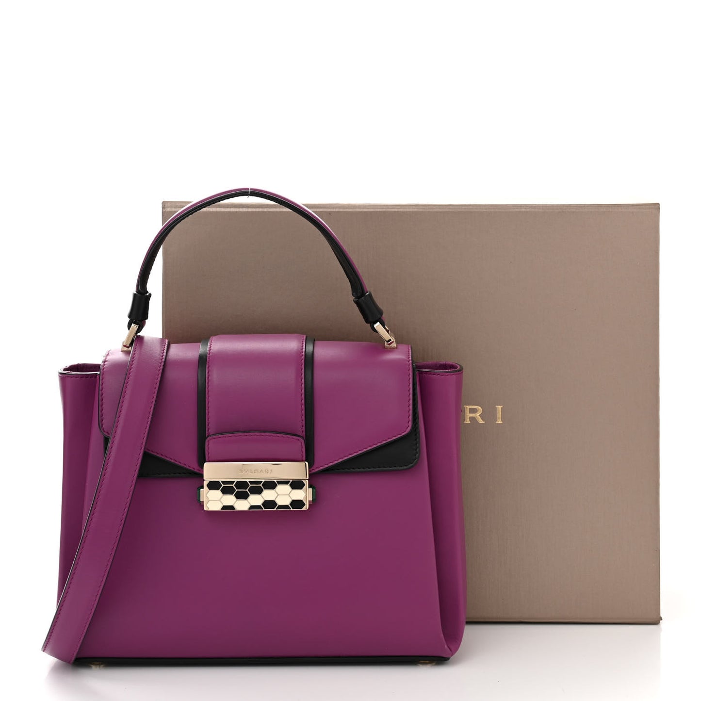 Calfskin Serpenti Viper Top Handle Bag Purple