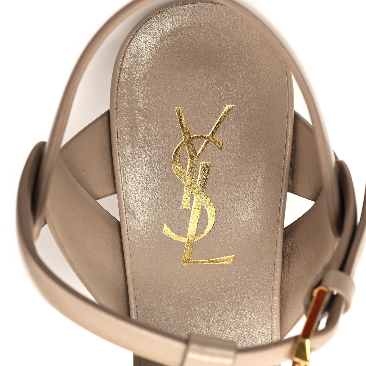 Saint Laurent Calfskin Tribute 75 Platform Sandals 38 Dark Beige 8 of 10