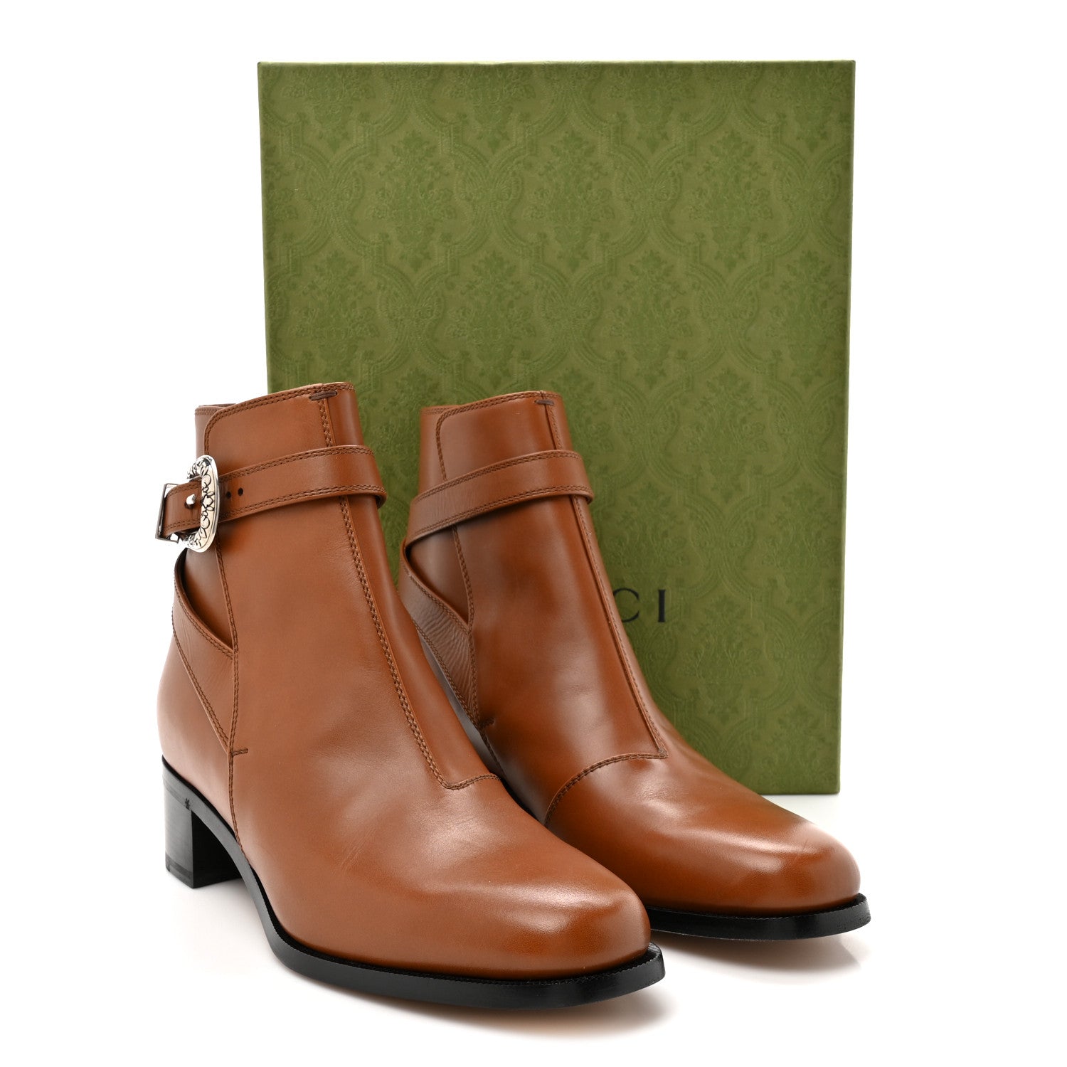 Gucci Calfskin Jakarta Buckle Boots 9 Cuir 10 of 10