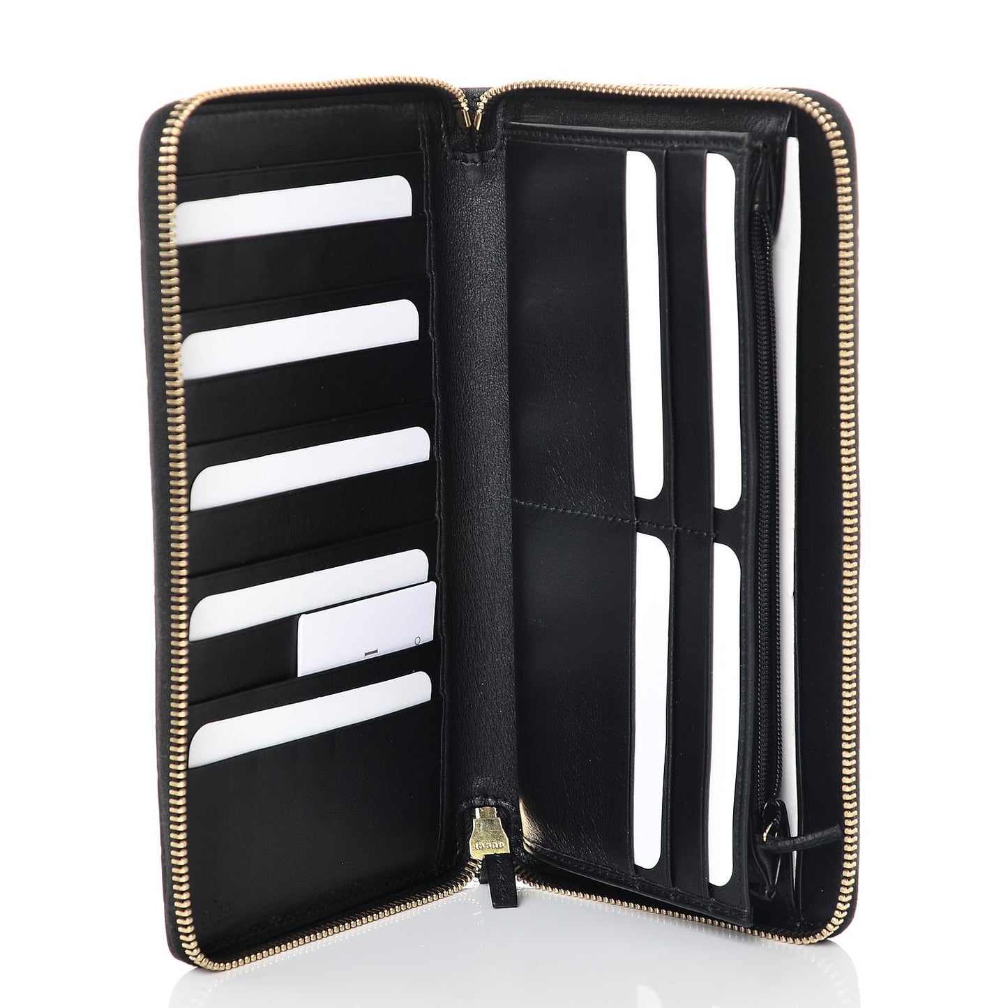 Guccissima Metal Bar Zip Around Organizer Wallet Black