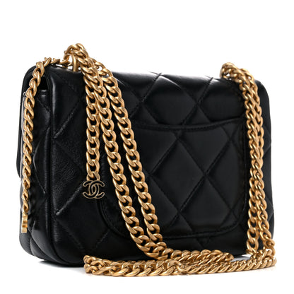 Chanel Lambskin Enamel Quilted Mini Pending CC Square Flap Black 3 of 10