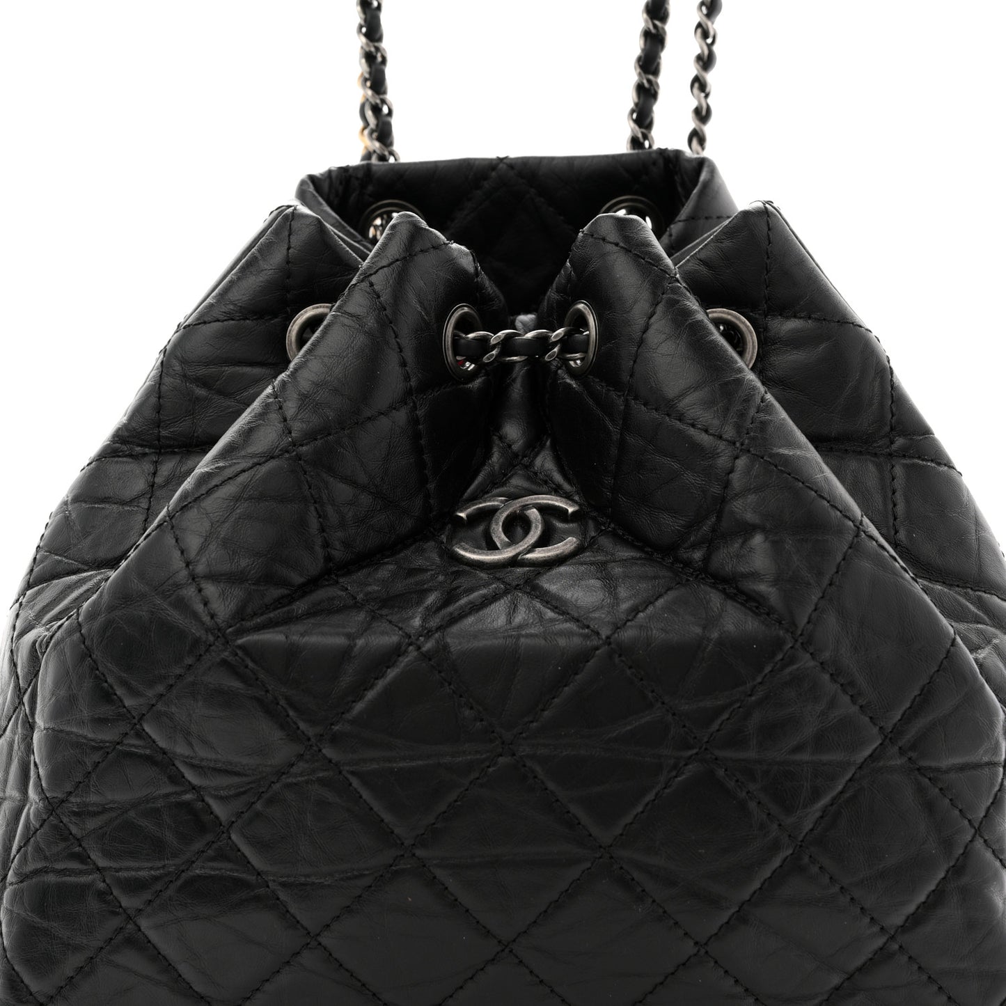 Aged Calfskin Quilted Small Gabrielle Backpack Black