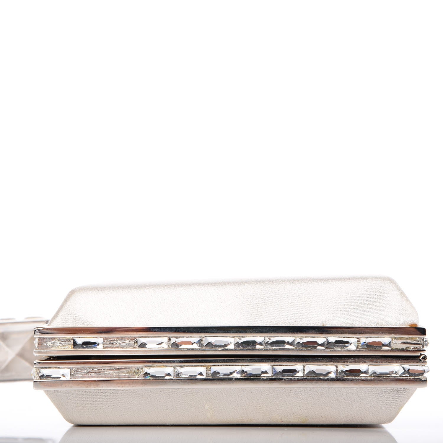 Judith Leiber Satin Crystal Framed Evening Clutch Silver 13 of 19