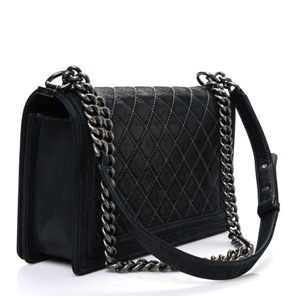 Chanel Suede Calfskin Quilted New Medium Boy Flap Black 3 of 11