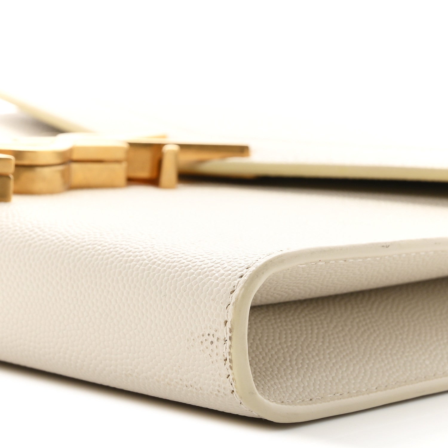 Saint Laurent Grain De Poudre Monogram Cassandra Chain Wallet Crema Soft 9 of 9