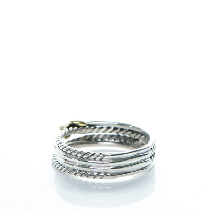 David Yurman Sterling Silver 18K Yellow Gold 6mm X Crossover Ring 60 9 3 of 4