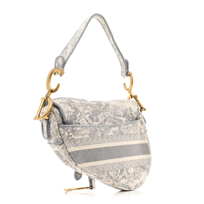 Christian Dior Canvas Embroidered Toile de Jouy Saddle Bag Gray 3 of 10