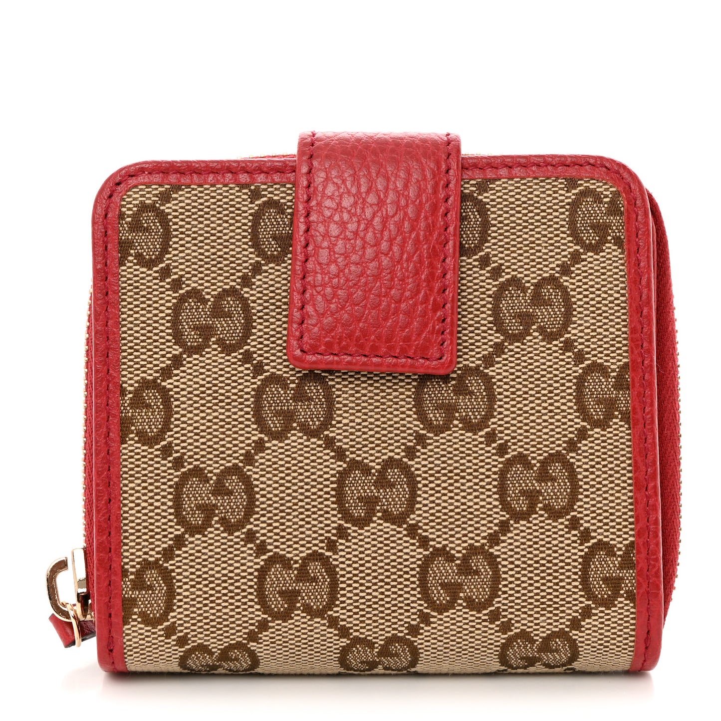Monogram Dollar Calfskin Zip Around French Flap Wallet Beige Ebony Rosso
