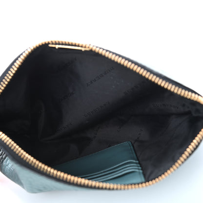 Burberry Signature Grain Calfskin Check Embossed Peyton Crossbody Clutch Bag Celadon Blue 4 of 5