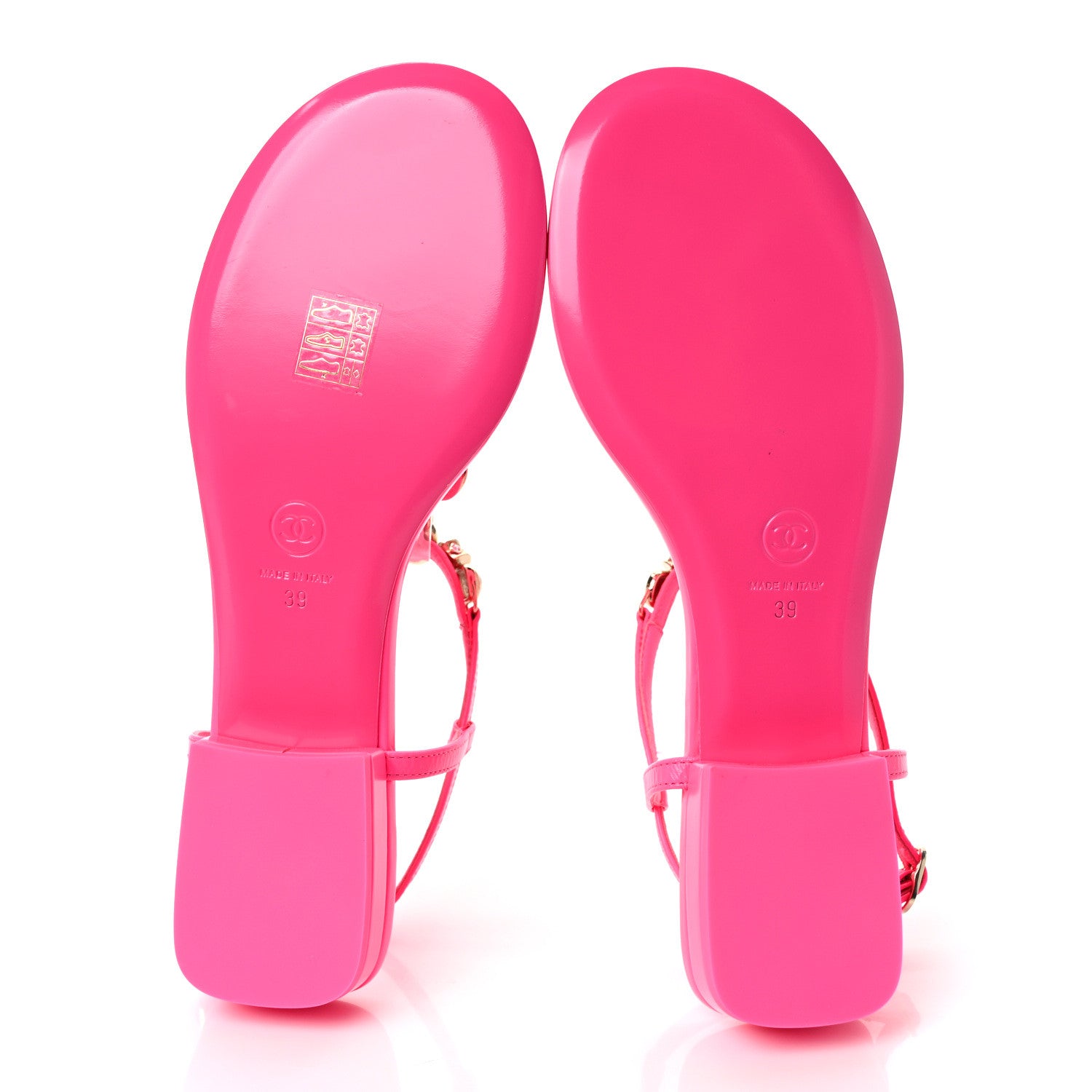 Chanel Shiny Lambskin Pearl Crystal CC Heart Thong Sandals 39 Neon Pink 5 of 8