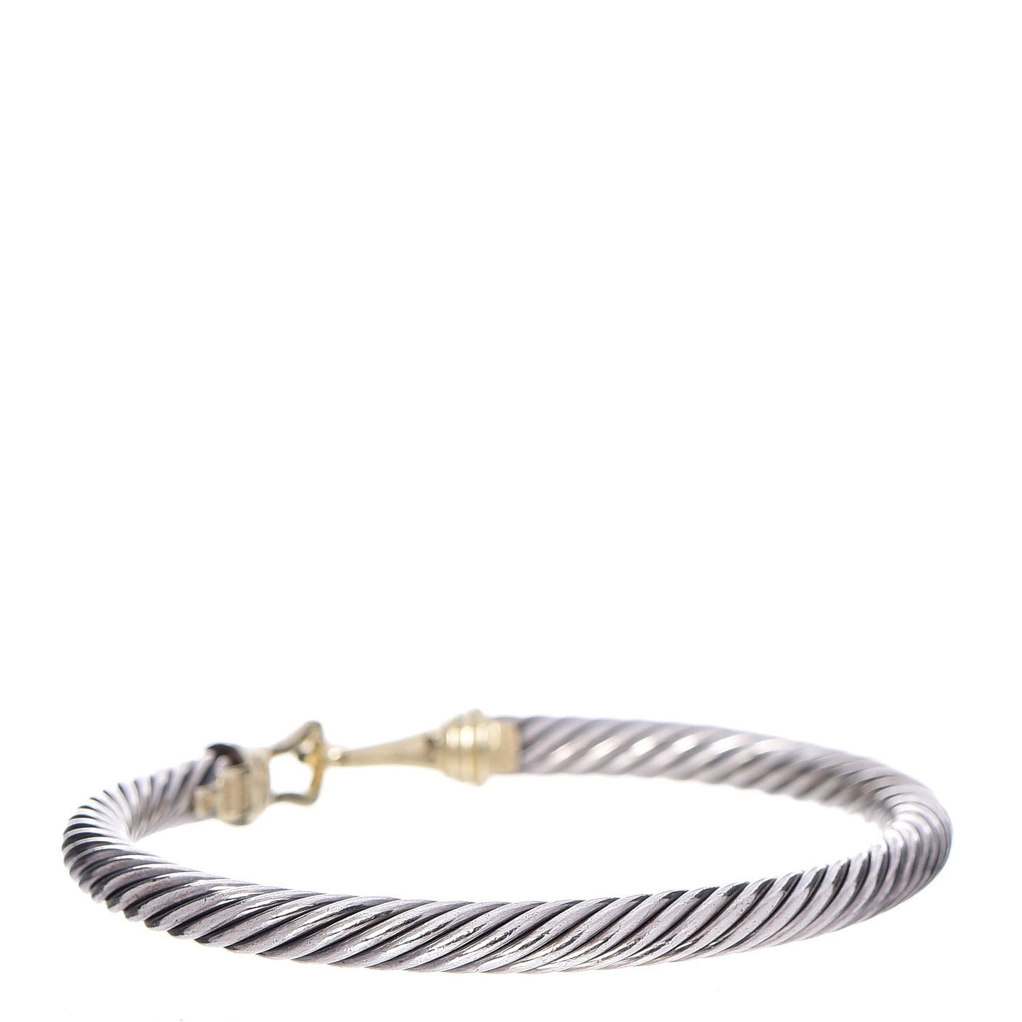 Sterling Silver 14K Yellow Gold 5mm Cable Classic Buckle Bracelet