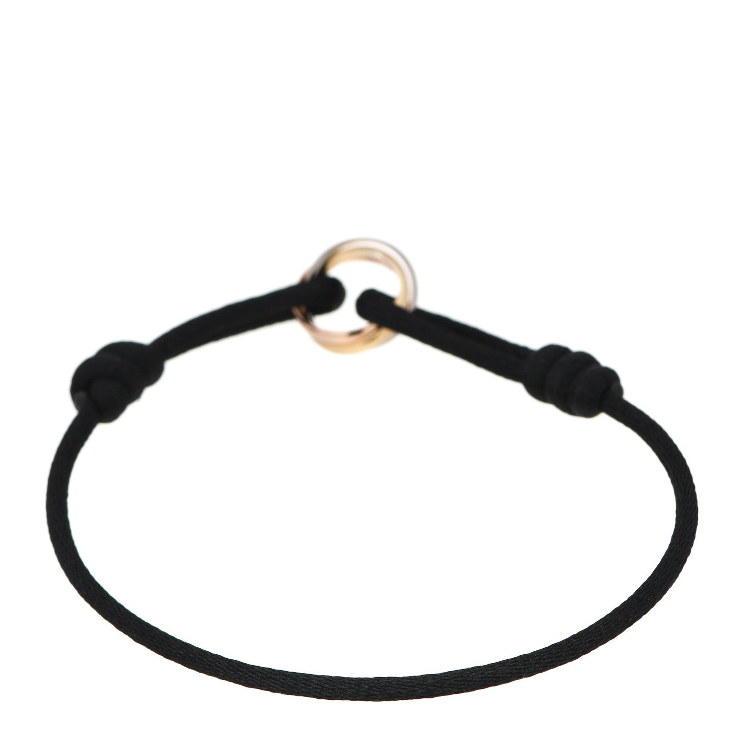 Cartier 18K Pink Yellow White Gold Trinity Adjustable Cord Bracelet Black 2 of 6