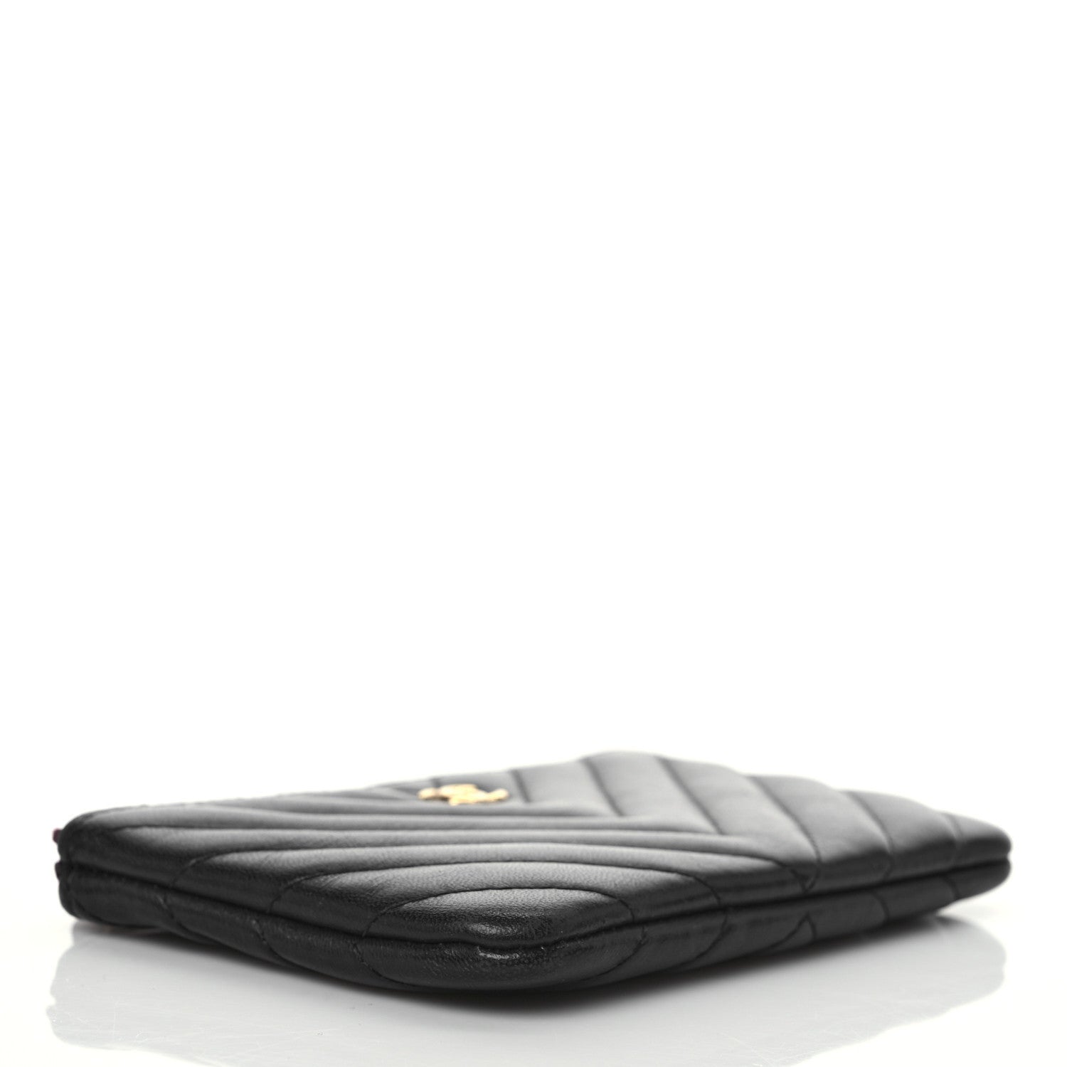 Chanel Lambskin Chevron Quilted Small Cosmetic Case Black 4 of 8
