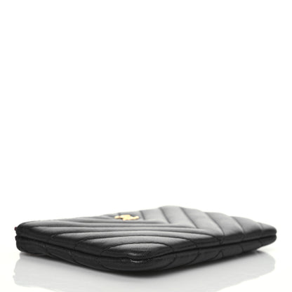 Chanel Lambskin Chevron Quilted Small Cosmetic Case Black 4 of 8