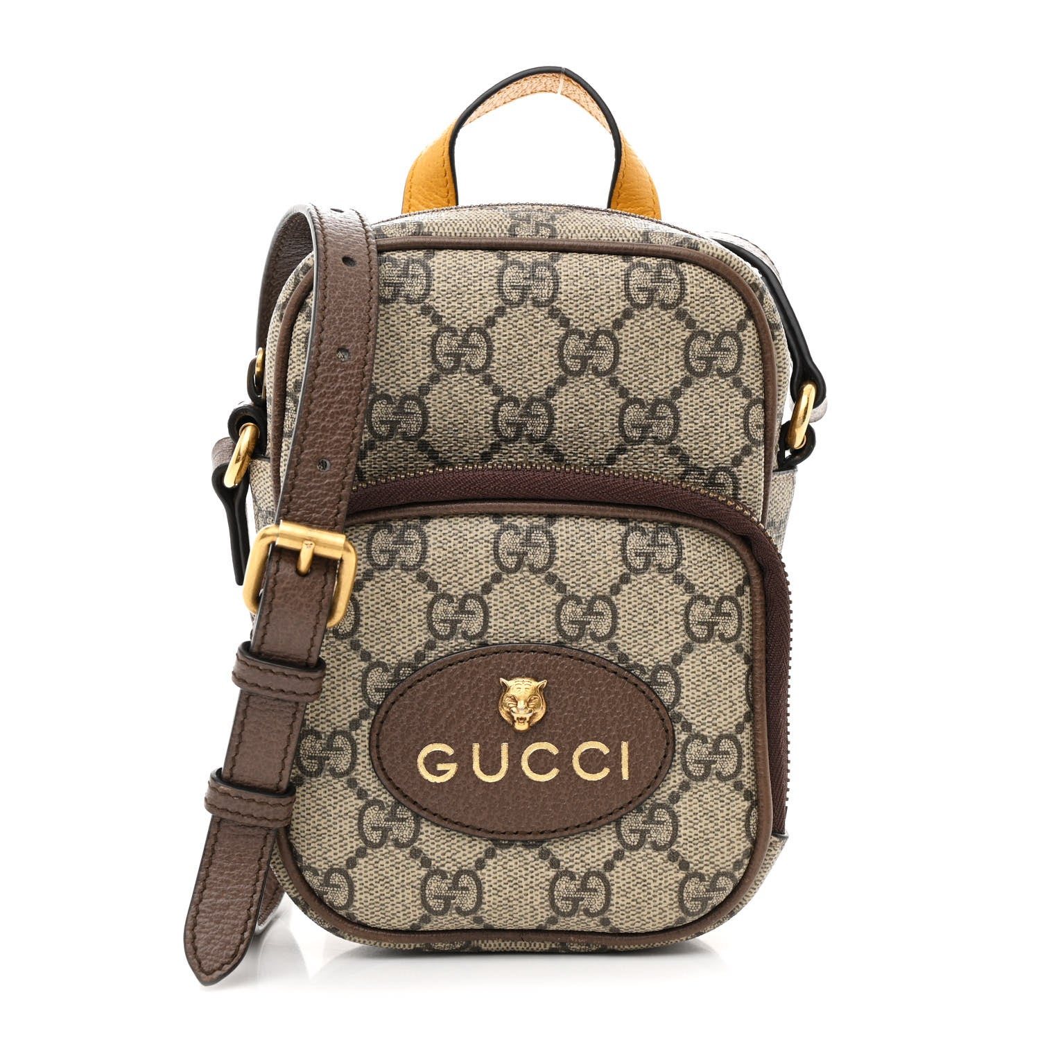 Gucci GG Supreme Monogram Mini Neo Vintage Double Zip Messenger Bag Beige New Acero Crop 1 of 11