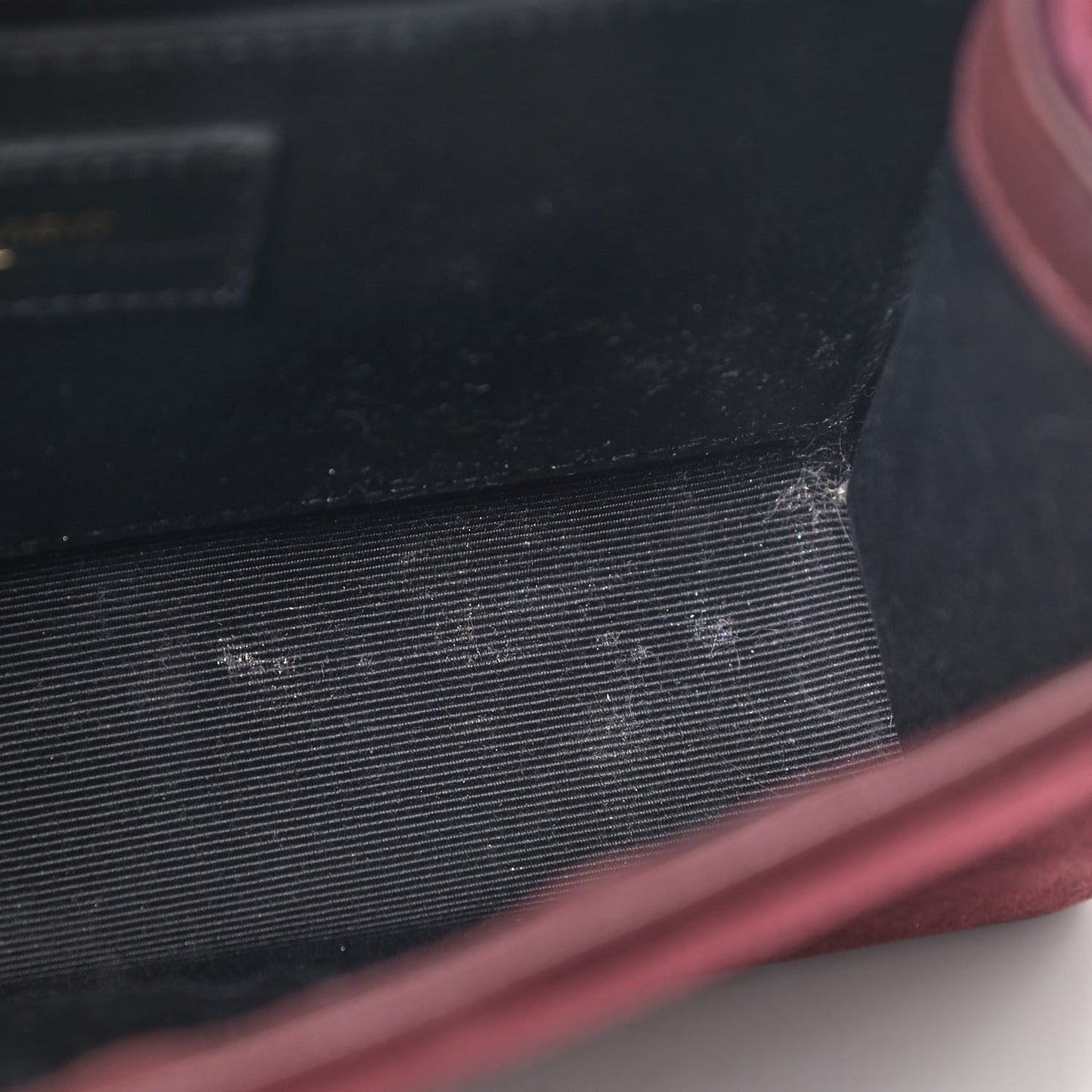 Velvet Small Classic Monogram Kate Tassel Satchel Burgundy