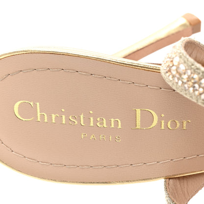 Christian Dior Laminated Calfskin Crystal Embroidered Dway 100mm Sandals 39 Gold 7 of 9