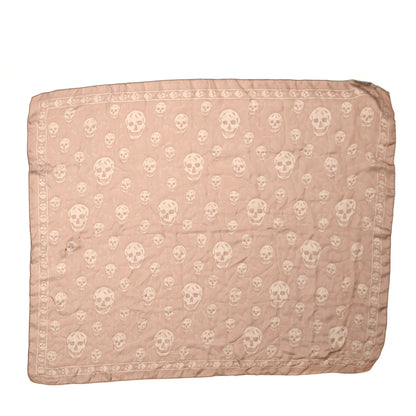 Alexander McQueen Silk Chiffon Skull Scarf Beige Pink 1 of 5