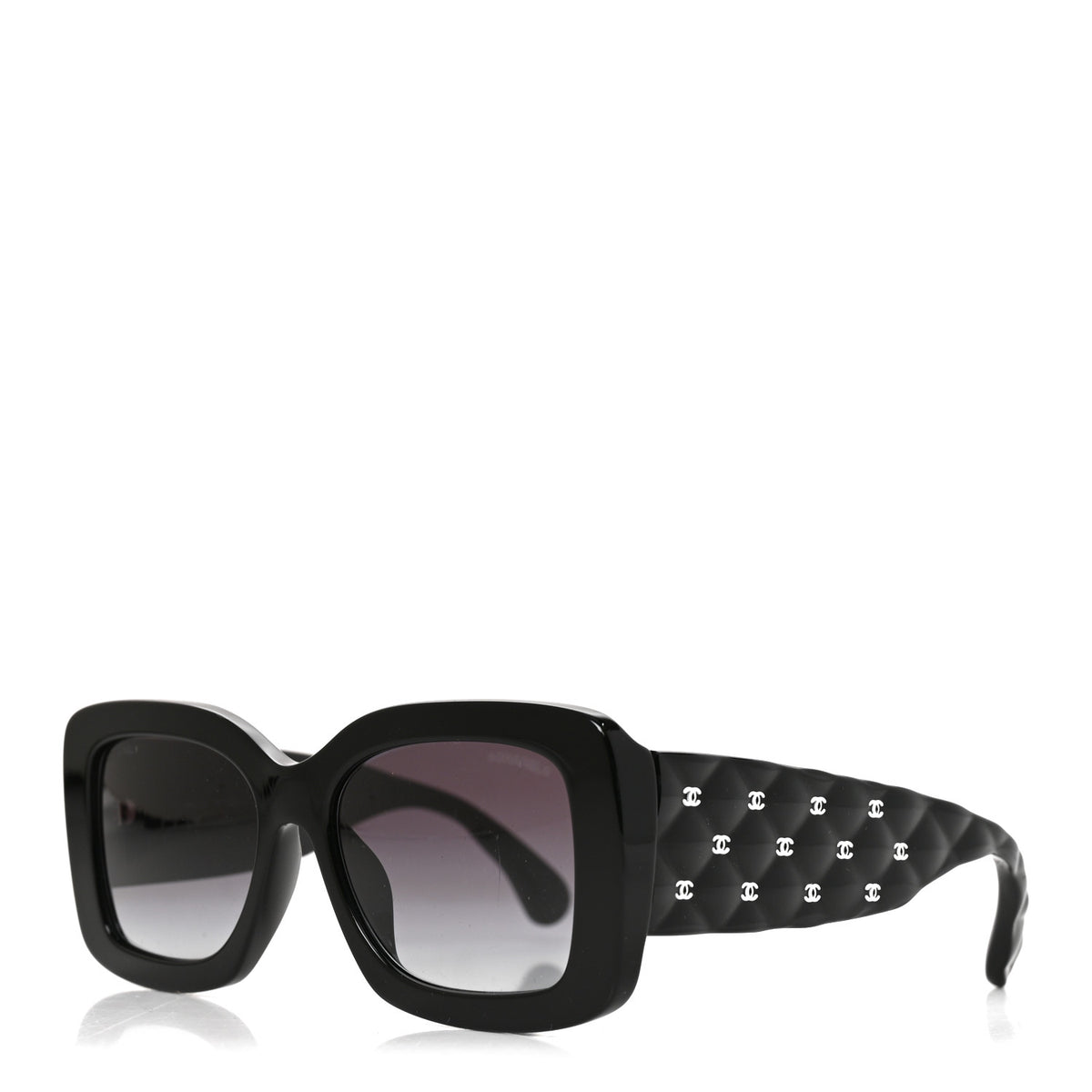 Acetate Quilted CC Rectangle Sunglasses 5483-A Black