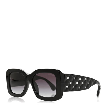 Chanel Acetate Quilted CC Rectangle Sunglasses 5483-A Black 1 of 7