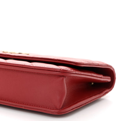 Chanel Lambskin Quilted Crystal Pearl CC Wallet On Chain WOC Burgundy 11 of 11