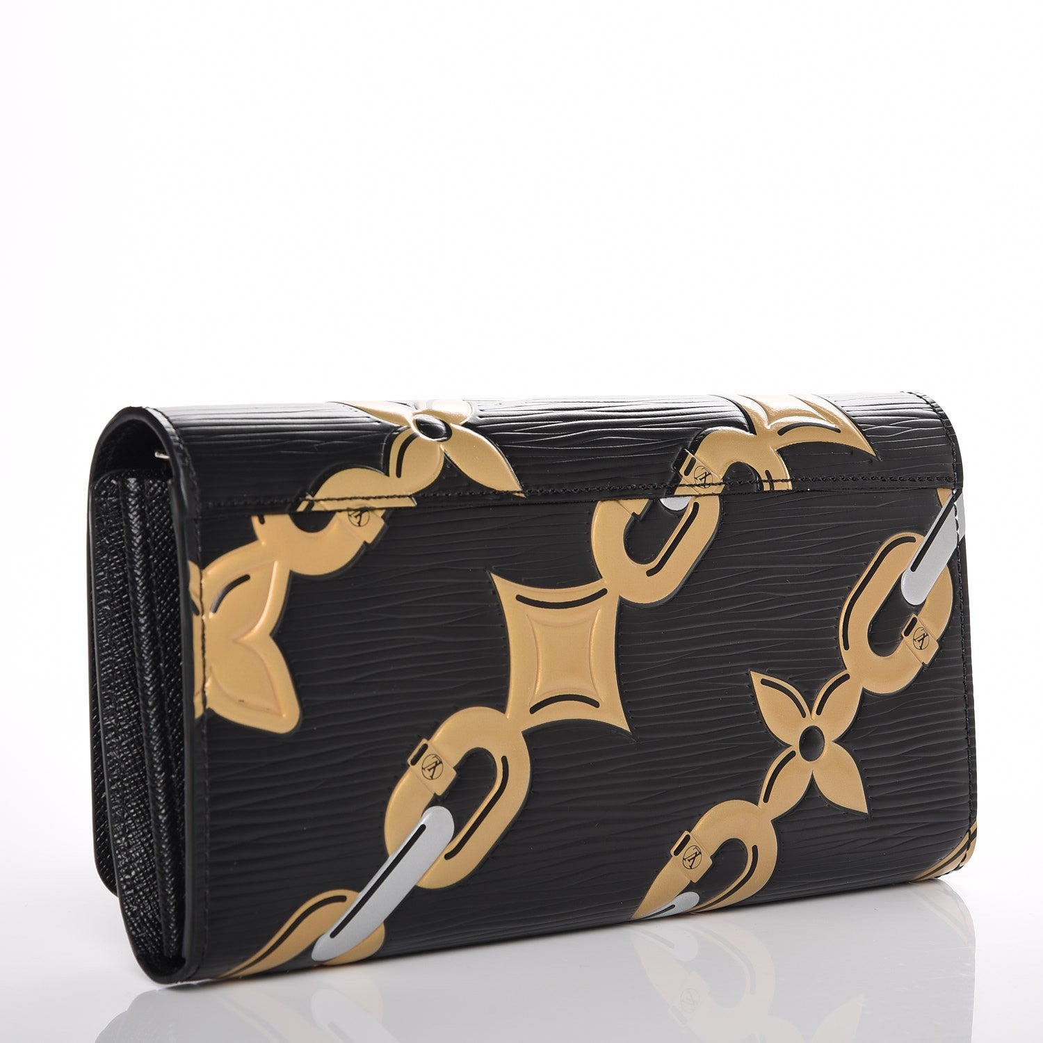 Louis Vuitton Epi Chain Flower Print Twist Wallet Black 3 of 6