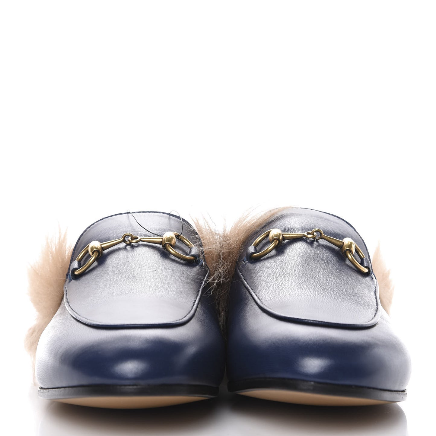 Malaga Kid Fur Womens Princetown Slippers 37.5 Blue Agata