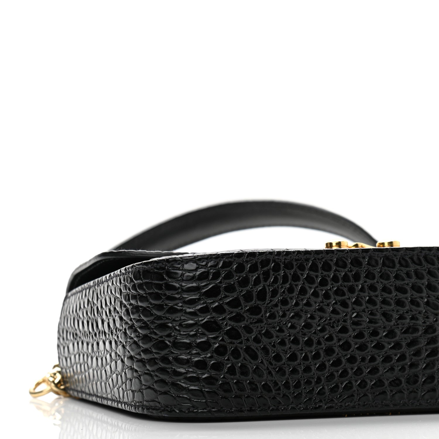Miu Miu Crocodile Print Calfskin Top Handle Bag Black 8 of 9