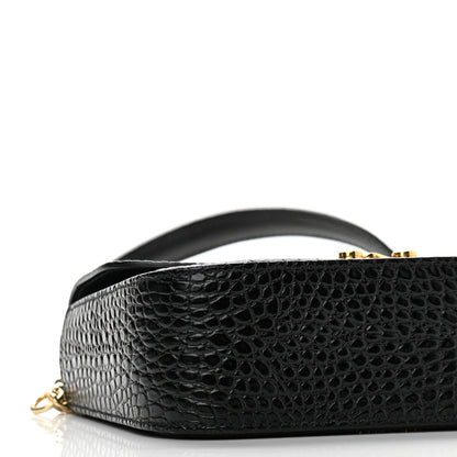 Miu Miu Crocodile Print Calfskin Top Handle Bag Black 8 of 9