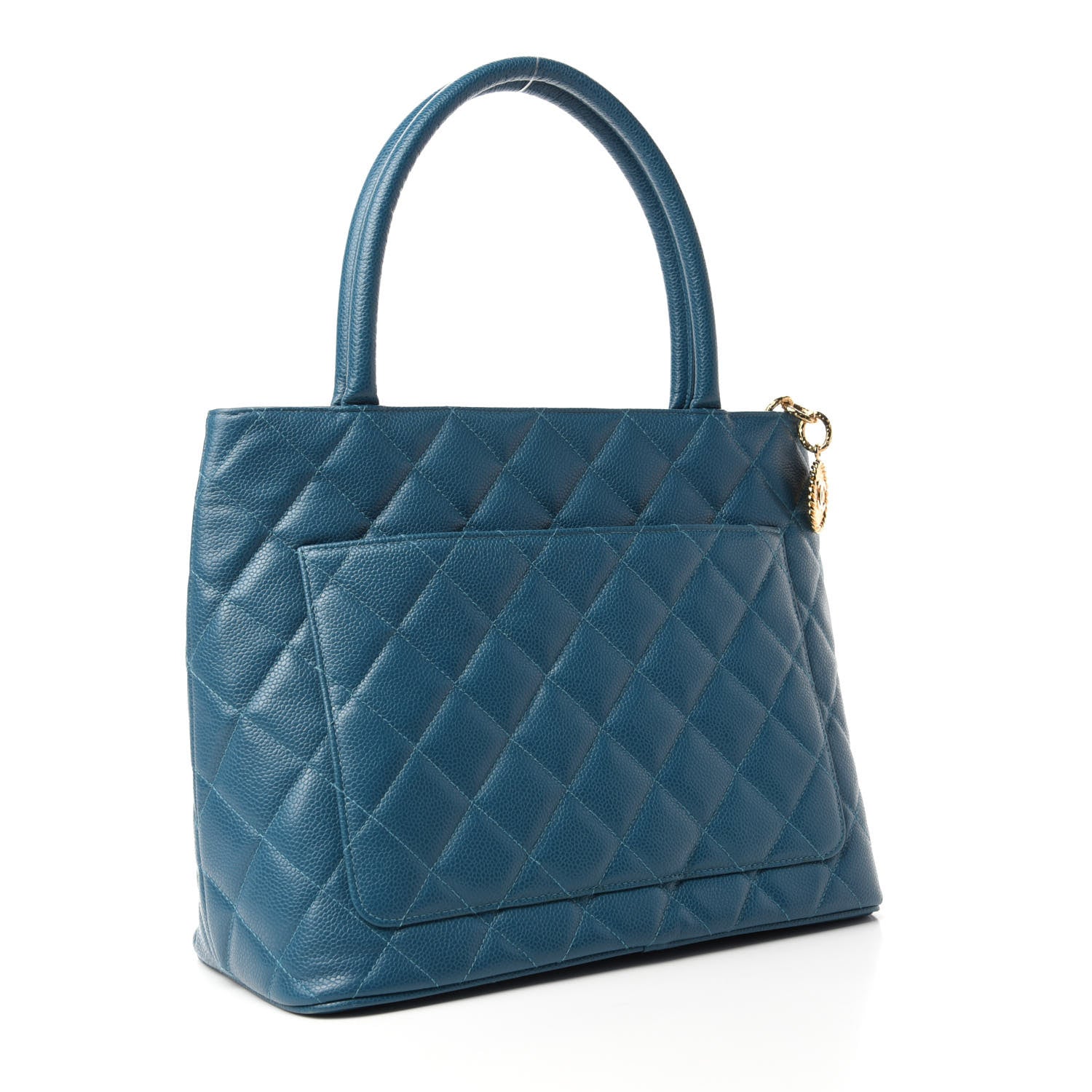Chanel Caviar Quilted Medallion Tote Turquoise 3 of 10