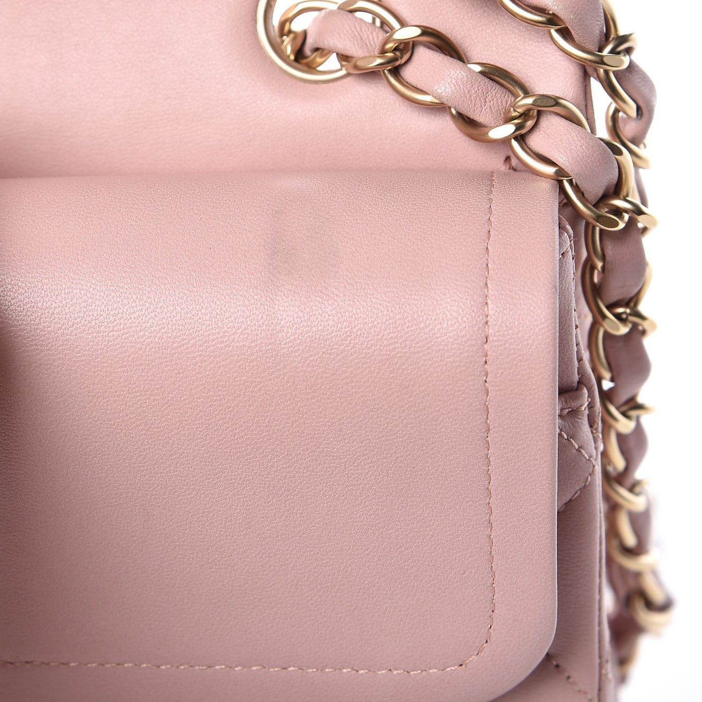 Lambskin Quilted Medium Double Flap Light Pink