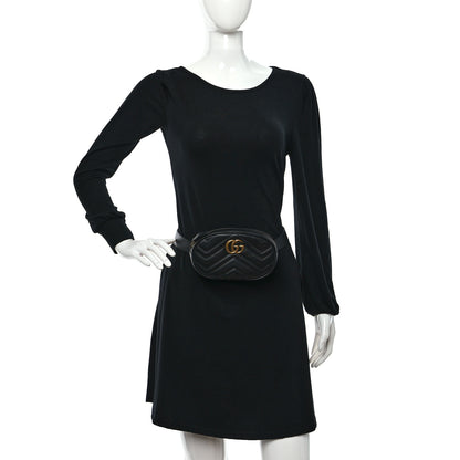 Gucci Calfskin Matelasse GG Marmont Belt Bag 85 34 Black 2 of 10