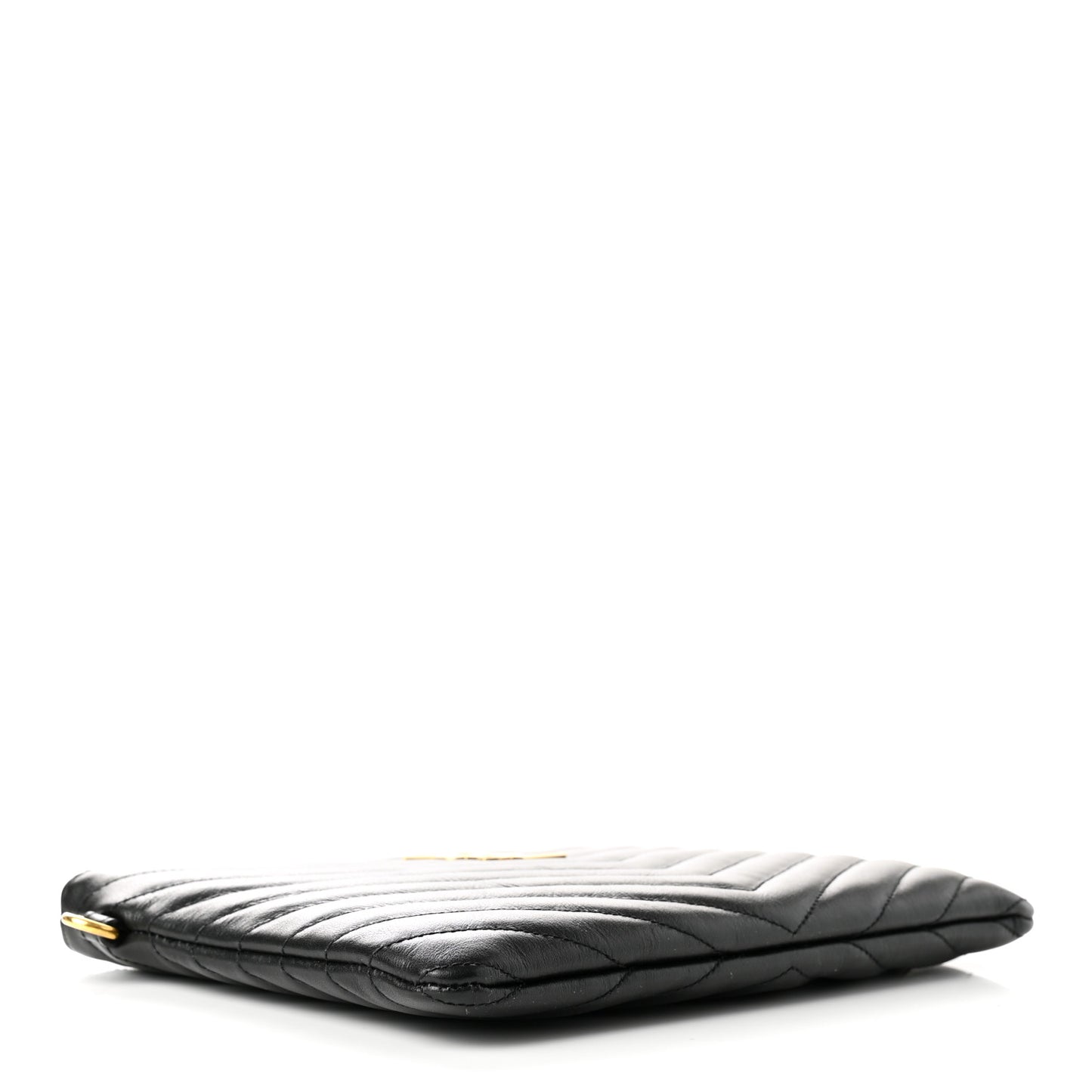 Calfskin Matelasse Chevron Monogram A5 Wristlet Black