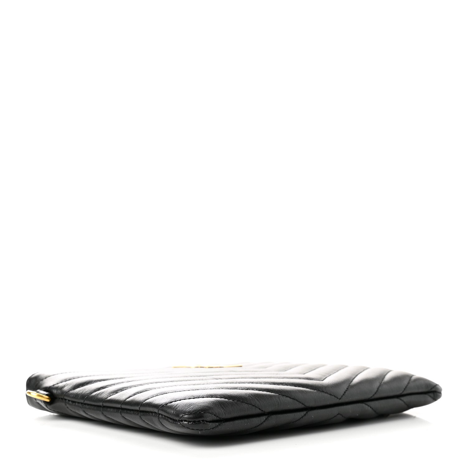 Saint Laurent Calfskin Matelasse Chevron Monogram A5 Wristlet Black 4 of 8