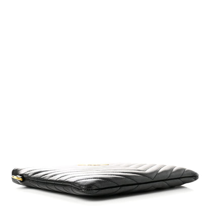 Saint Laurent Calfskin Matelasse Chevron Monogram A5 Wristlet Black 4 of 8