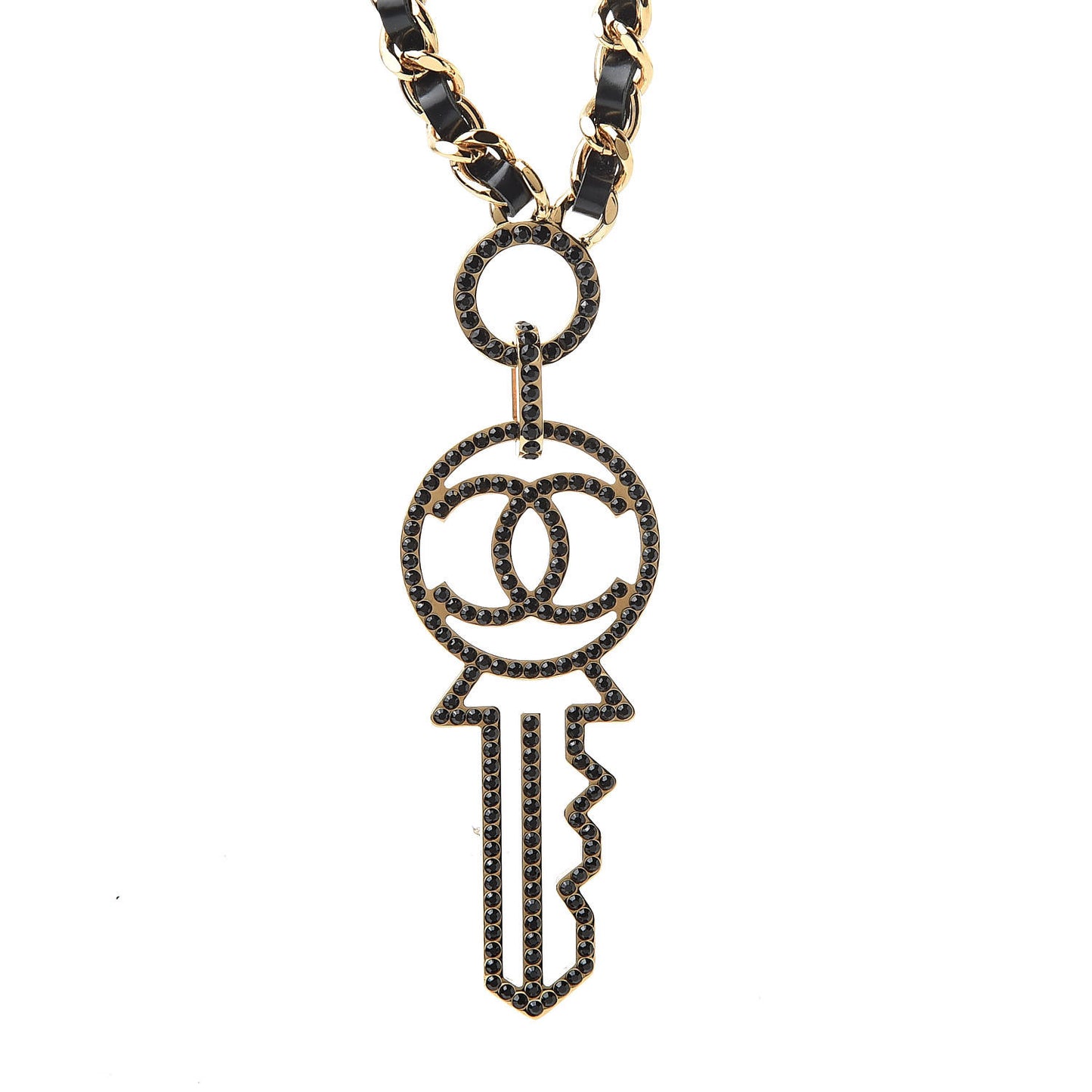 Patent Crystal Key Necklace Gold Black
