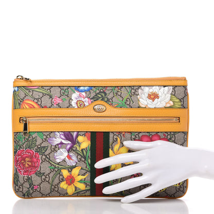 Gucci GG Supreme Monogram Flora Large Ophidia Pouch Clutch Beige Multicolor Crop 2 of 11