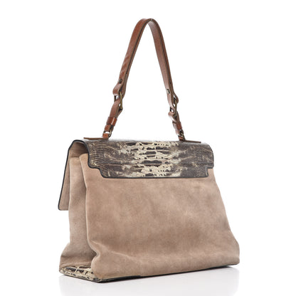 Lanvin Lizard Effect Suede Miss Sartorial Shoulder Bag Black White 3 of 16