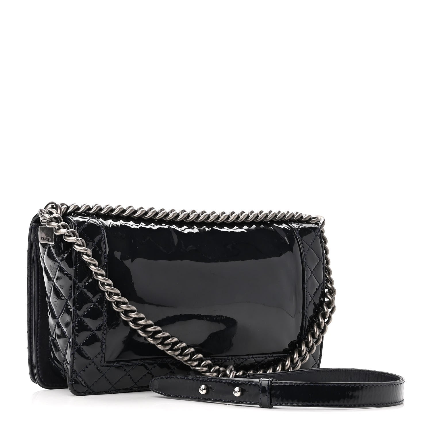 Chanel Patent New Medium Boy Reverso Flap Navy 2 of 10