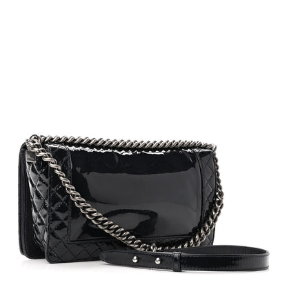 Chanel Patent New Medium Boy Reverso Flap Navy 2 of 10