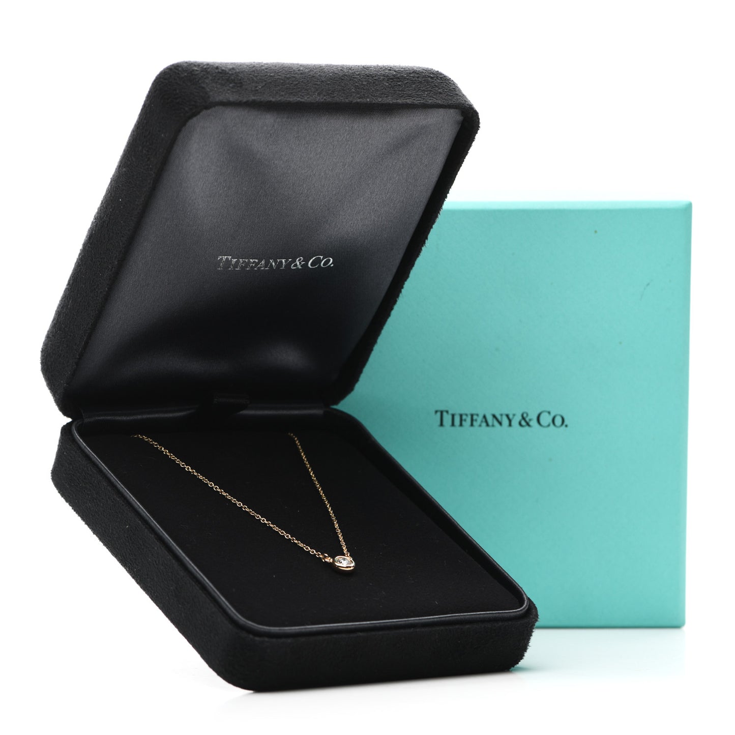 18K Rose Gold Diamond .17ct Elsa Peretti Diamonds by the Yard Pendant Necklace