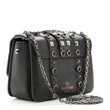 Valentino Garavani Grained Calfskin Onyx Micro B-Rockstud Rolling Flap Black 3 of 12
