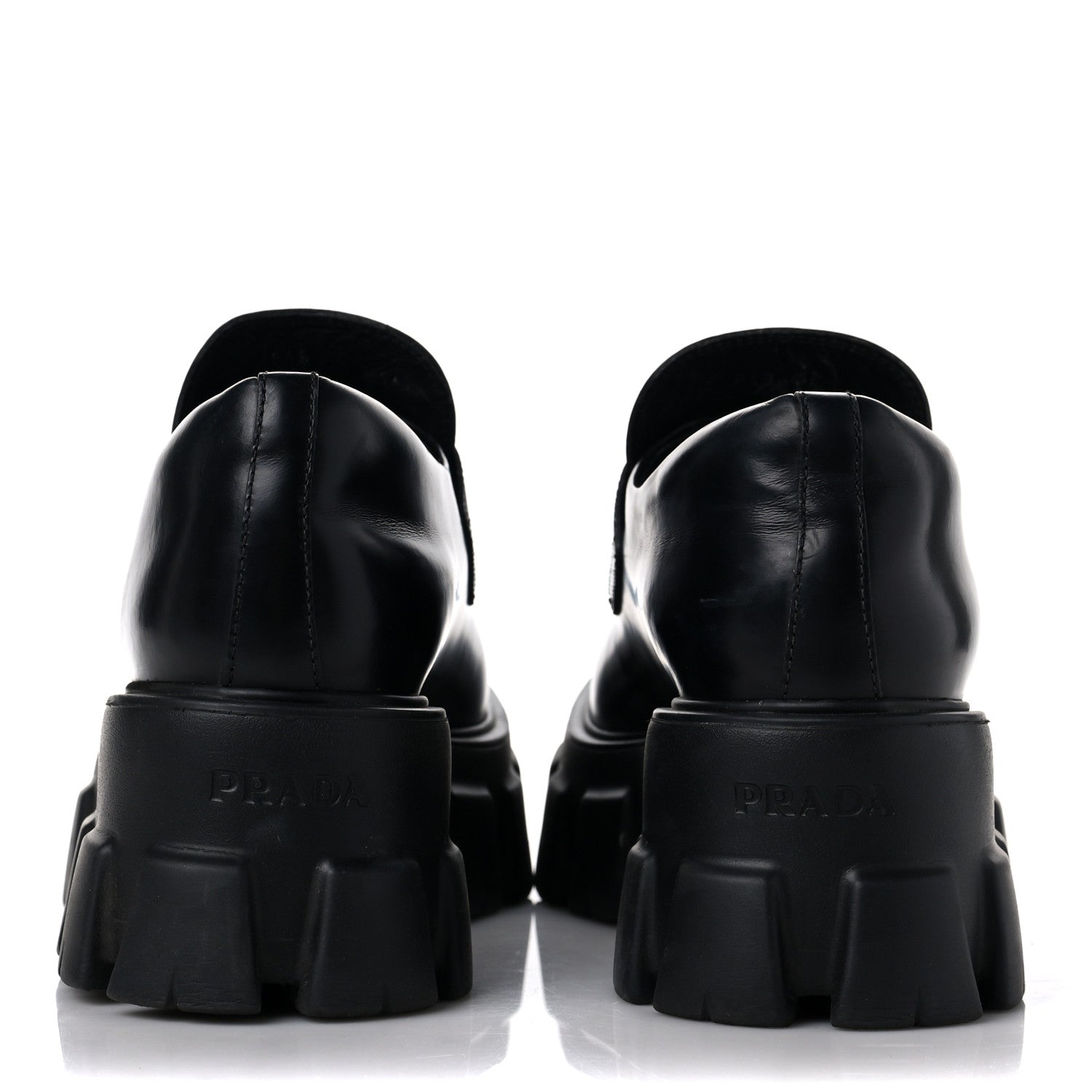Prada Spazzolato Rois Metal Triangle Logo Monolith 55mm Loafers 40 Black 5 of 10