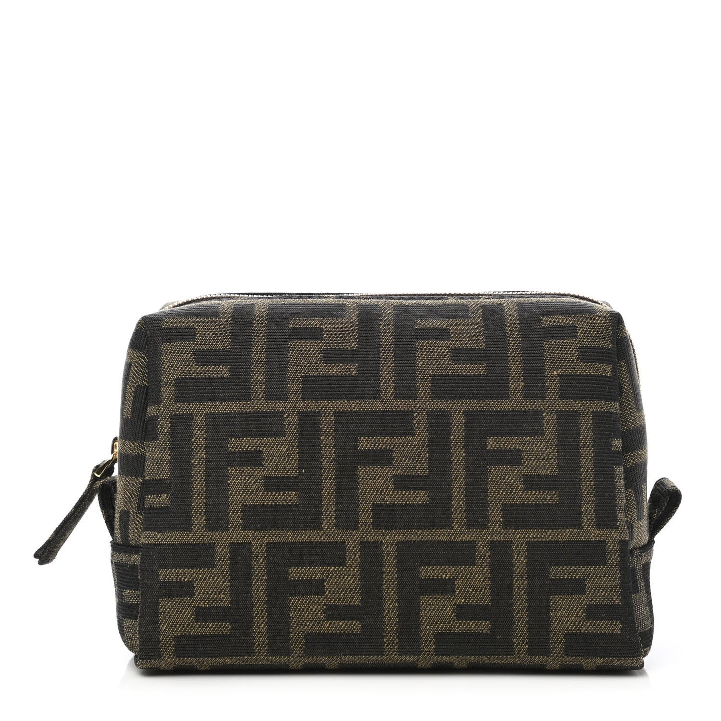 Fabric Jacquard FF 1974 Small Trapezoid Beauty Pouch Tobacco Moro Black